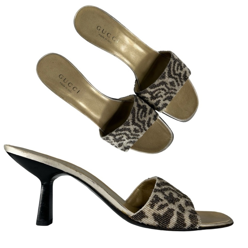 GUCCI Tom Ford beaded Mules heels sandals Shoes sz 10
